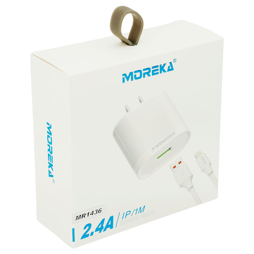 Cargador Moreka MR1436 Ligthning 2.4A Incluye Cable IP 1M