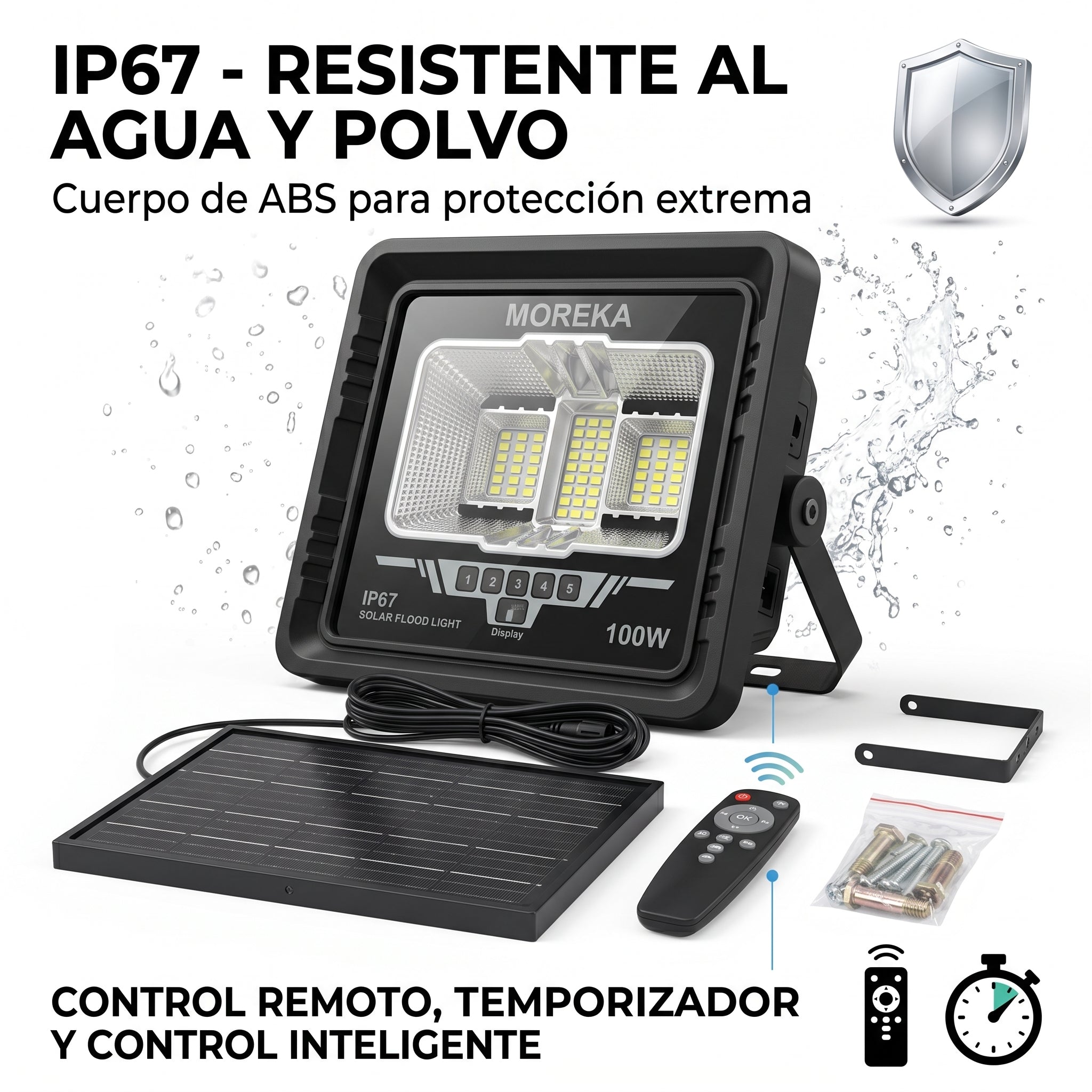 Lámpara Solar Moreka MOR-1100W 100W IP67 Control 5000 mAh