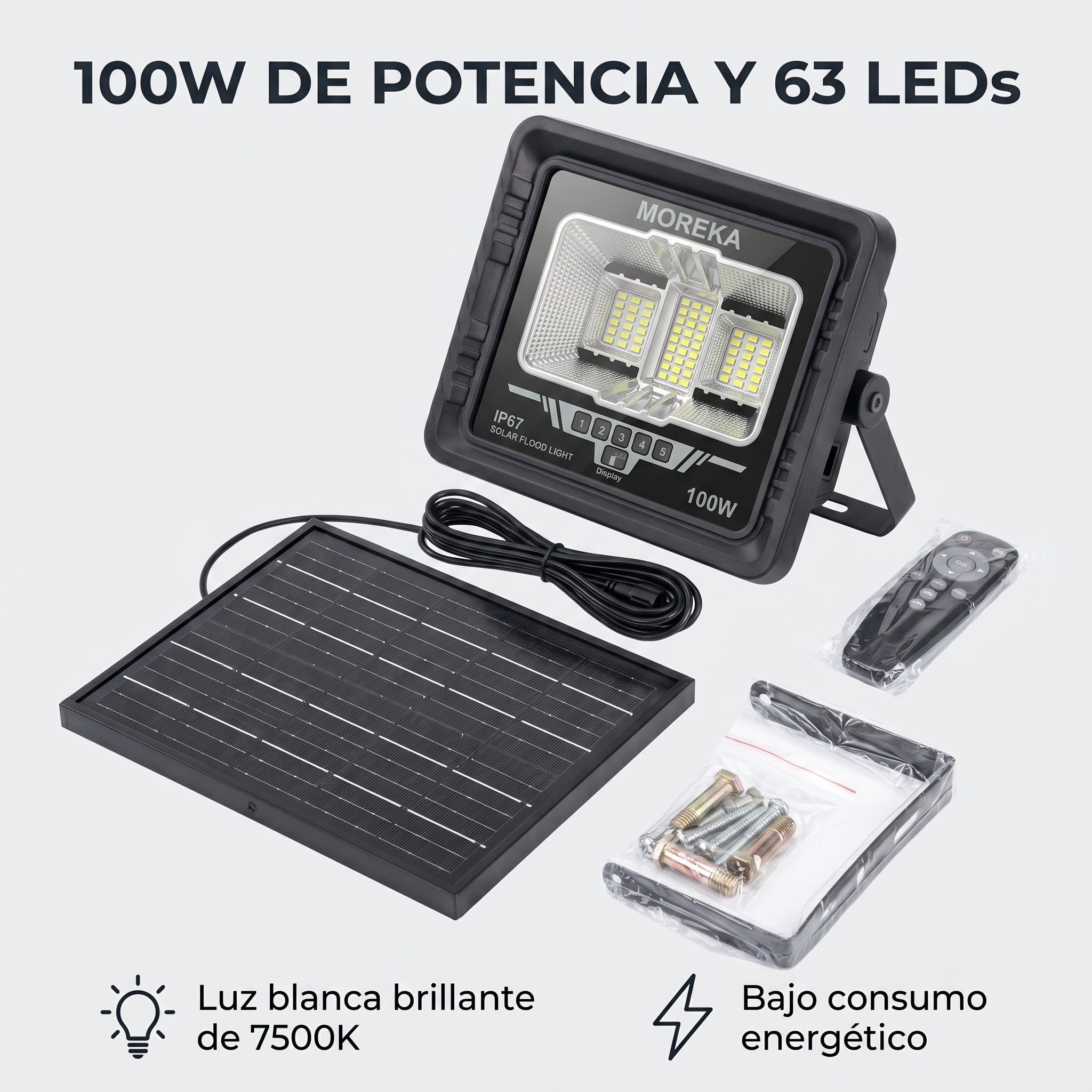 Lámpara Solar Moreka MOR-1100W 100W IP67 Control 5000 mAh
