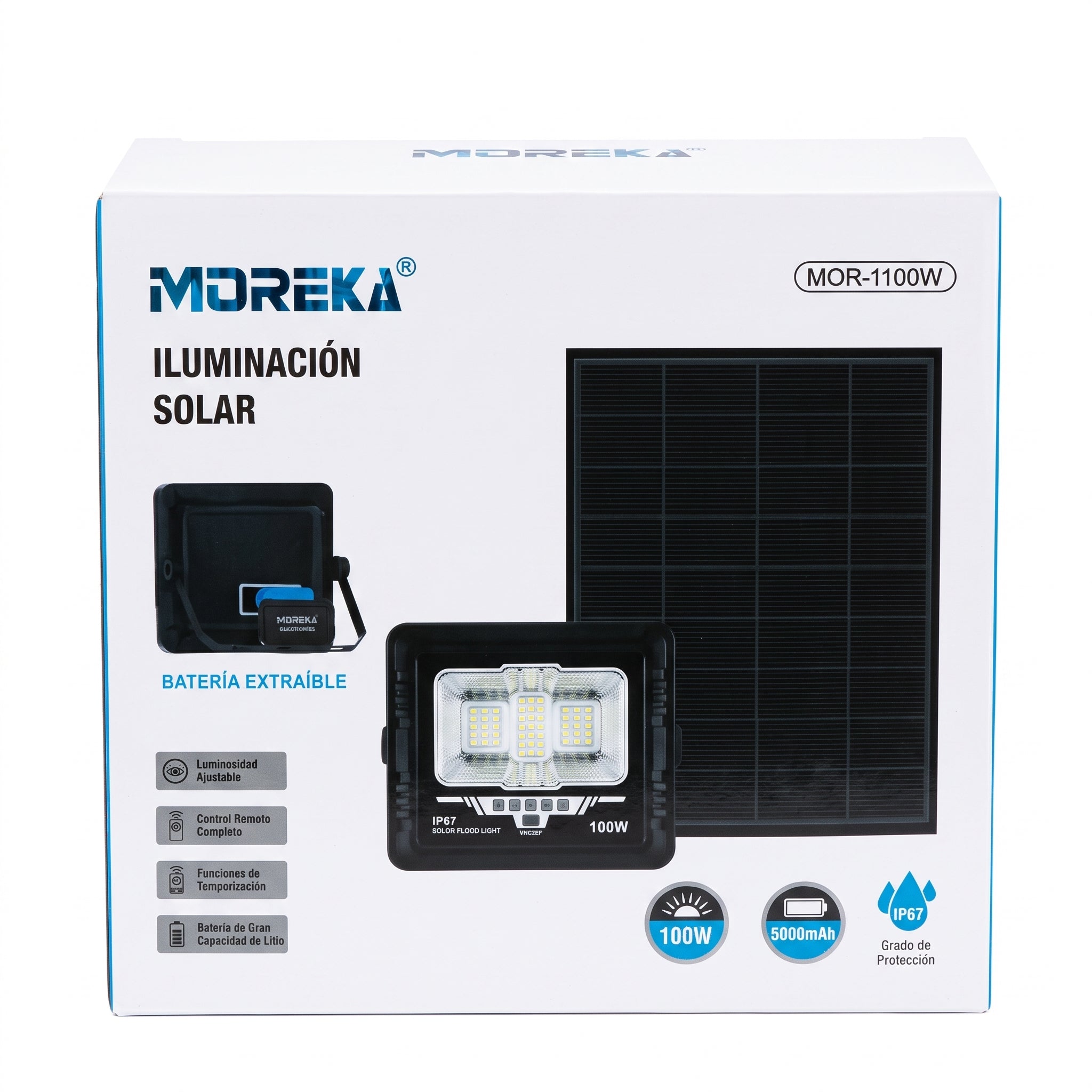 Lámpara Solar Moreka MOR-1100W 100W IP67 Control 5000 mAh