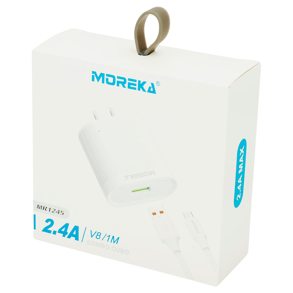 Moreka MR1245 2.4A USB Port Charger includes 1M Micro USB Cable