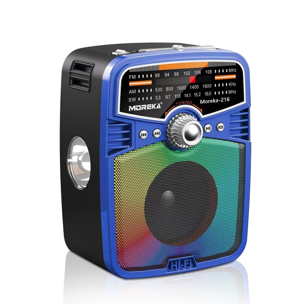 Bocina Radio FM - AM Moreka 216, Bluetooth, TF Card, Lampara, USB