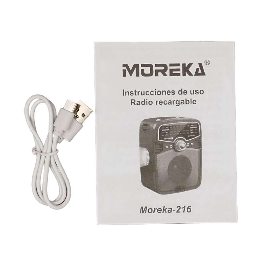 Bocina Radio FM - AM Moreka 216, Bluetooth, TF Card, Lampara, USB