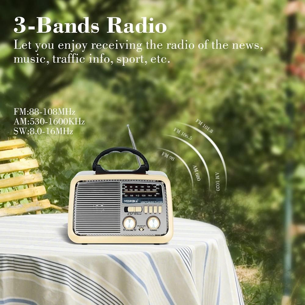 Bocina Radio FM - AM Moreka 224, Bluetooth, TF Card, Lampara, USB