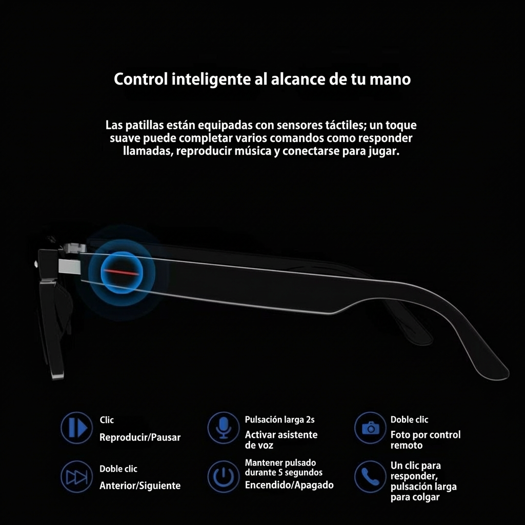 Lentes inteligentes traducción automática, asistente de Voz SIRI y Google, manos libres GS-08