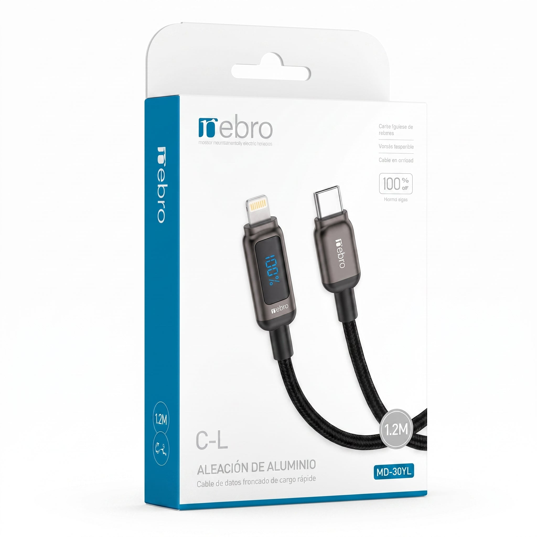 Cable USB-C a Lightning Trenzado Nebro WD-309TL 60W