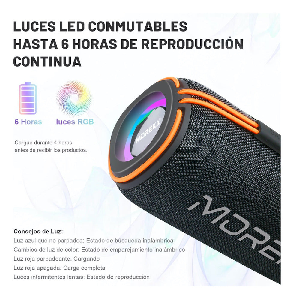 Bocina Bluetooth Moreka 368 20W IPX6, Radio FM, USB, Micro SD