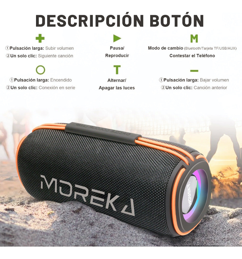 Bocina Bluetooth Moreka 368 20W IPX6, Radio FM, USB, Micro SD
