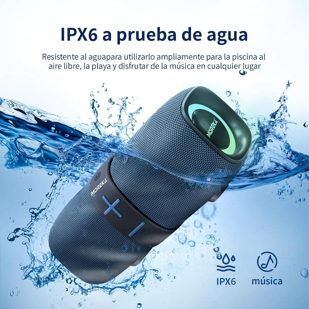 Bocina Bluetooth Moreka 385 Radio FM Resistente al agua 20W