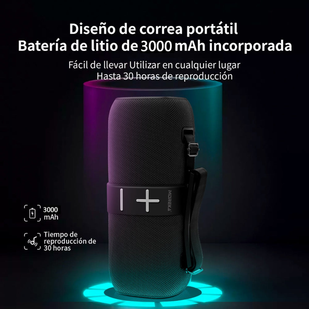 Bocina Bluetooth Moreka 376 Radio FM Resistente al agua 35W