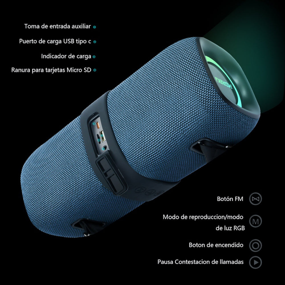 Bocina Bluetooth Moreka 385 Radio FM Resistente al agua 20W