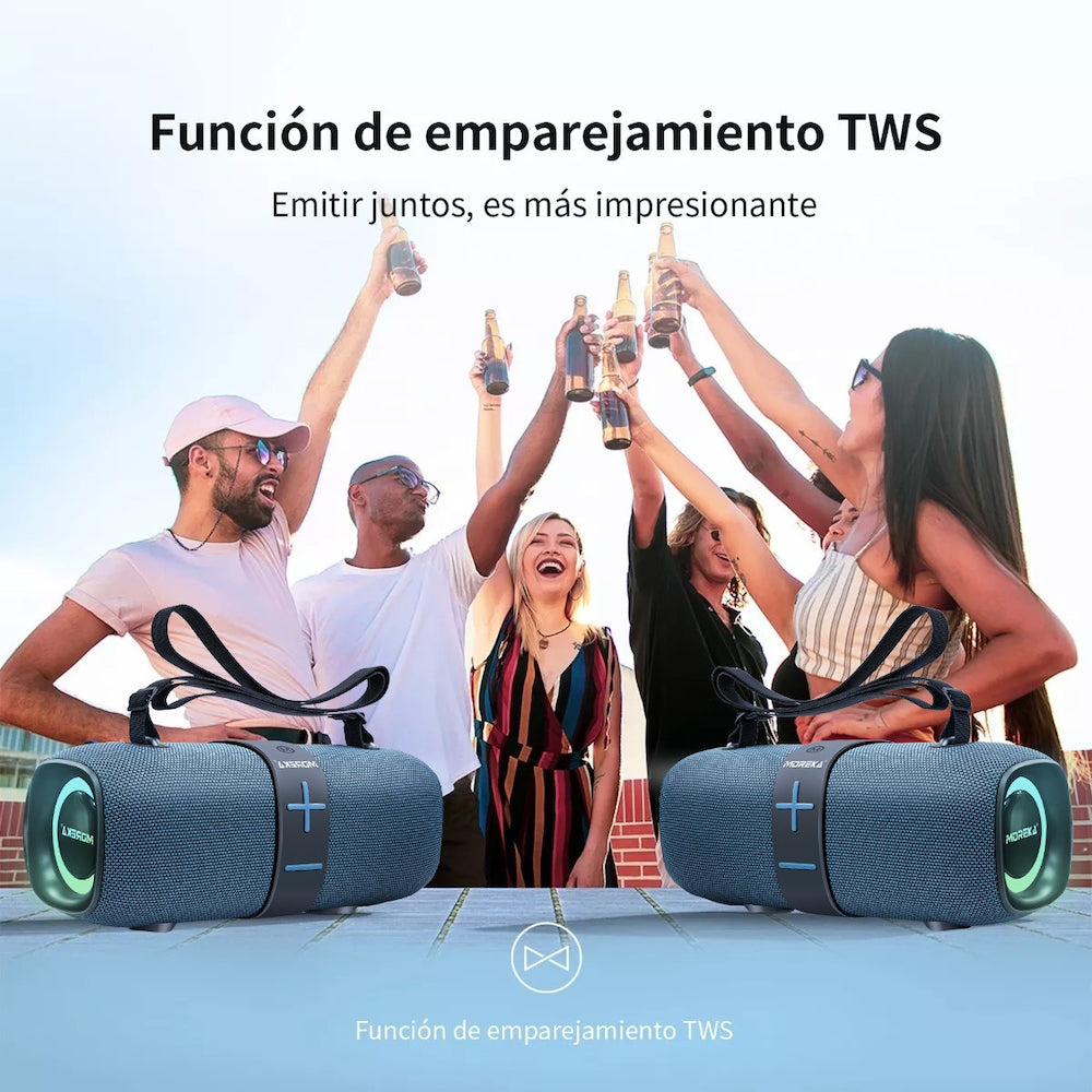 Bocina Bluetooth Moreka 376 Radio FM Resistente al agua 35W