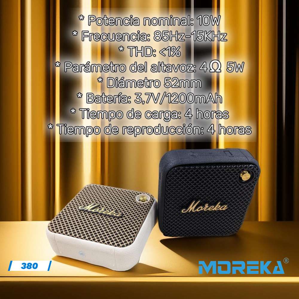Bocina Moreka 380 10W, Bluetooth, TF Card, Radio FM, USB Contra Agua IPX4