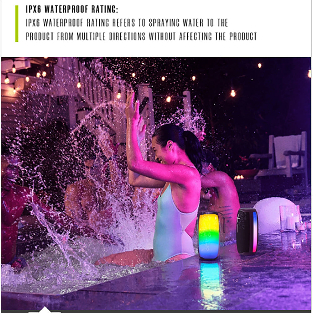 Bocina Bluetooth Moreka 384 RGB Radio FM Resistente al agua IPX6 16W