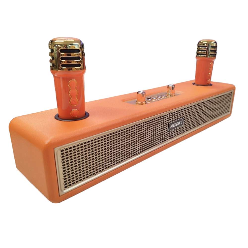 Bocina Karaoke Bluetooth  FM dual microfonos retro Moreka 382