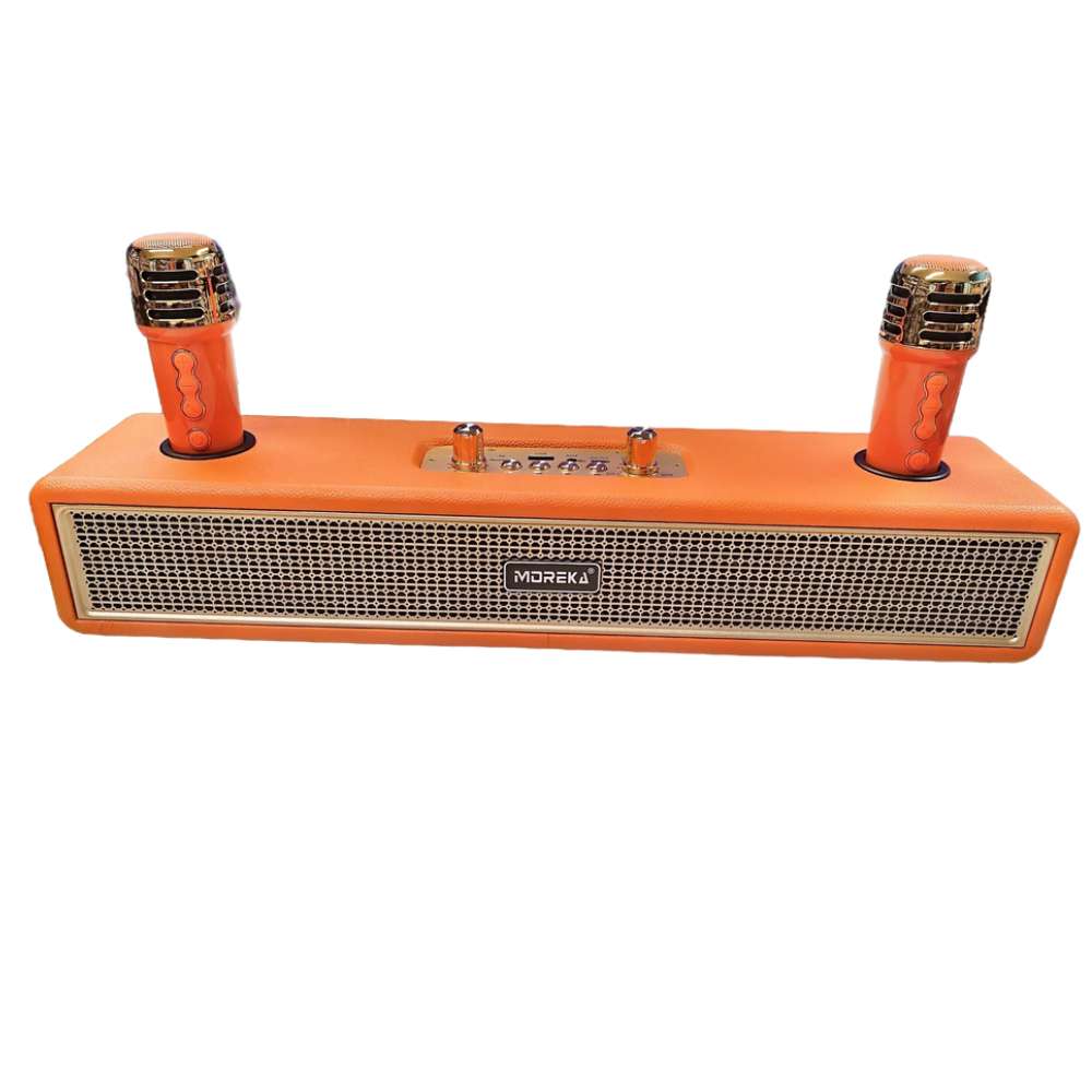 Bocina Karaoke Bluetooth  FM dual microfonos retro Moreka 382