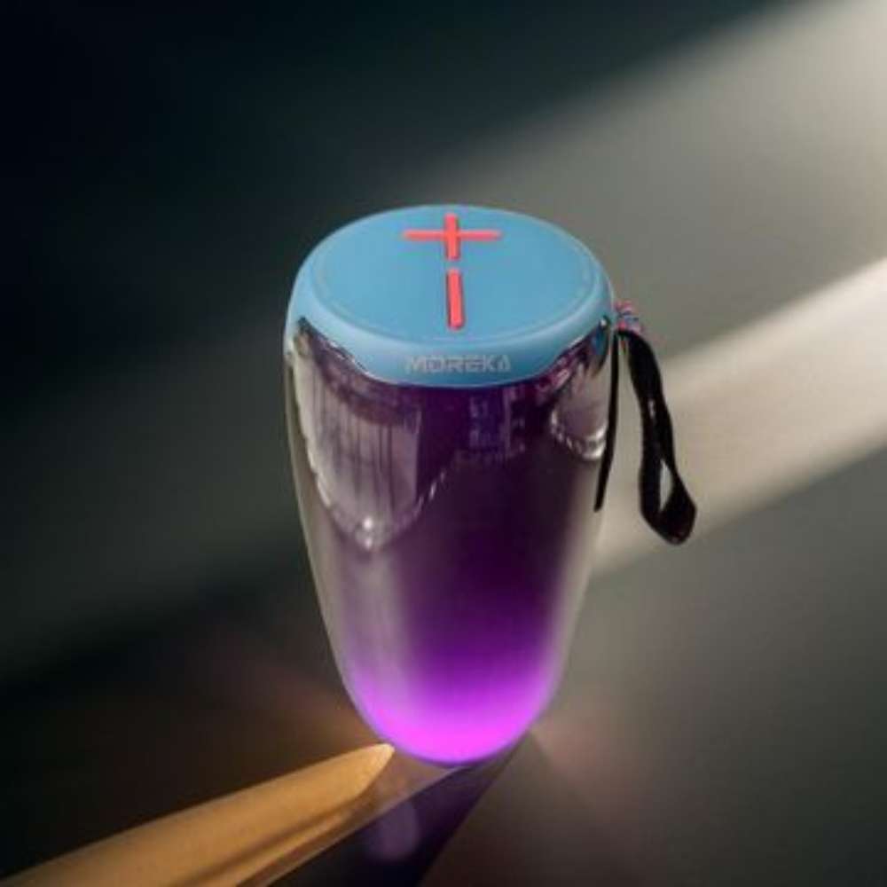Bocina Bluetooth Moreka 384 RGB Radio FM Resistente al agua IPX6 16W