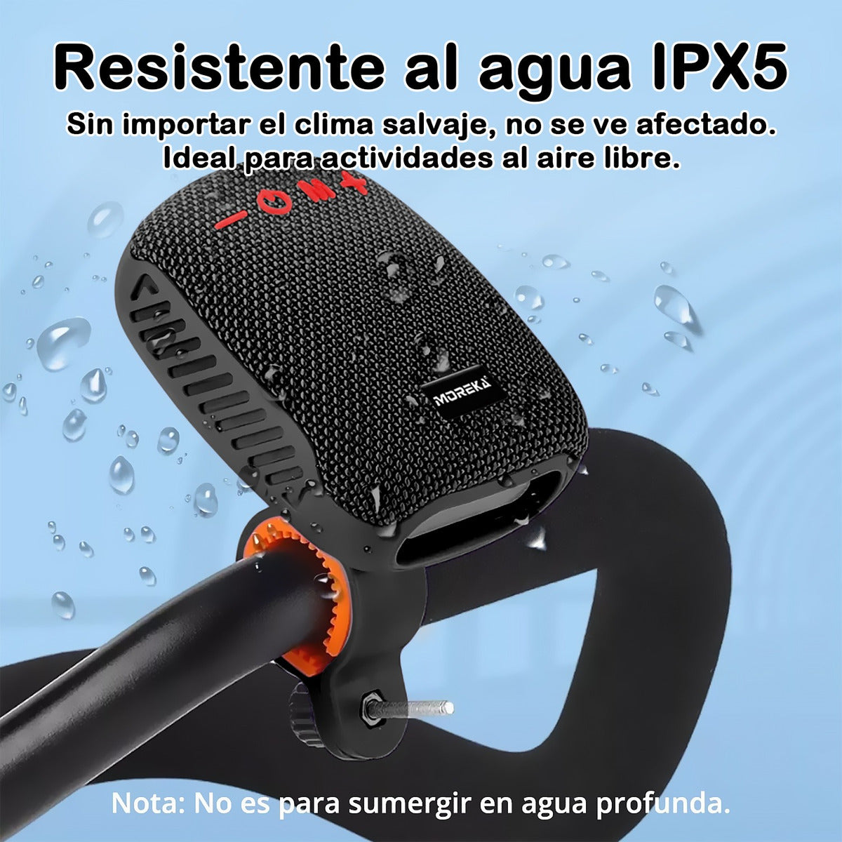 Bocina Moto Bluetooth Moreka 405 TF Card Radio FM Resistente al agua 8w