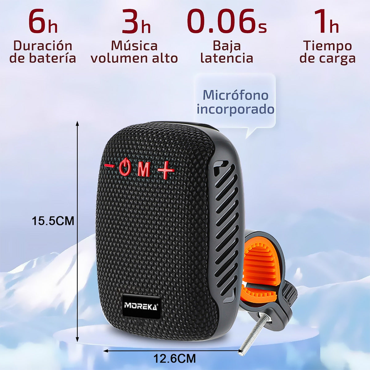 Bocina Moto Bluetooth Moreka 405 TF Card Radio FM Resistente al agua 8w