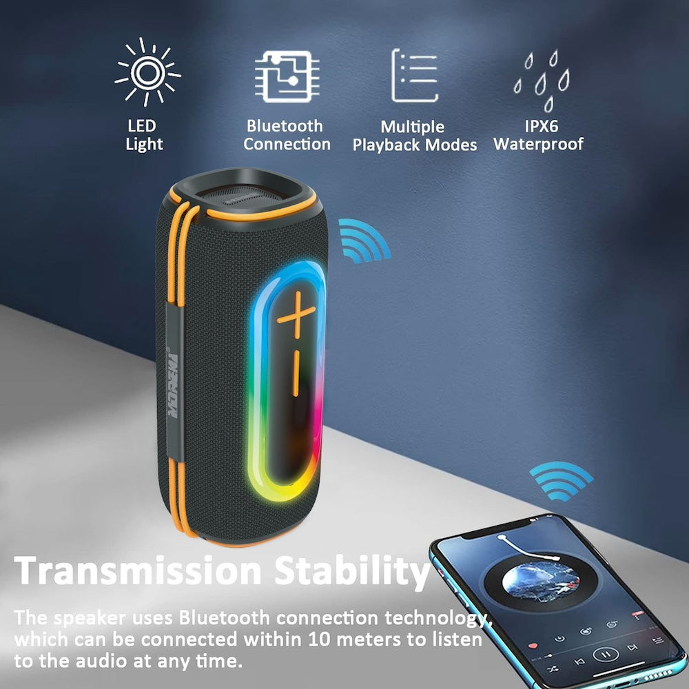 Bocina Moreka 411 20W, Bluetooth, TF Card, Radio FM, USB Contra Agua IPX6