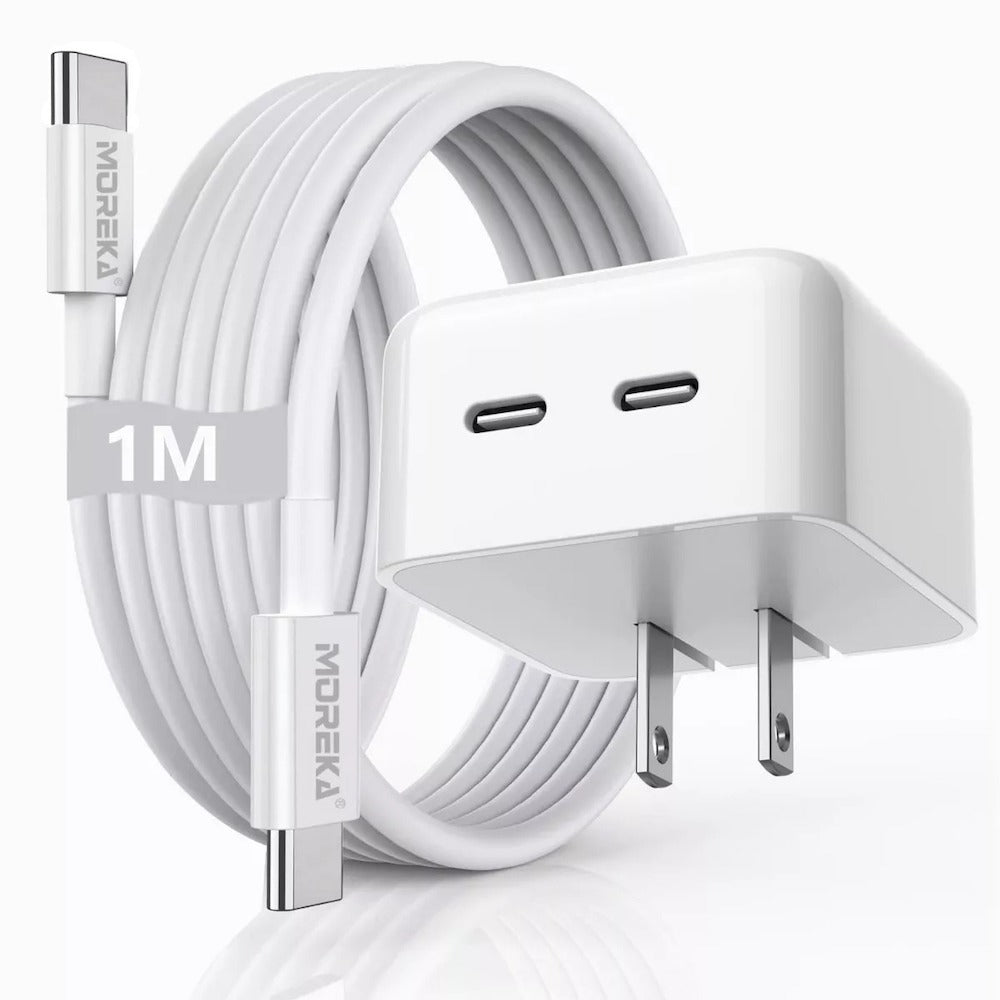 Turbo Cargador 40W Moreka CC22 doble puerto C Cable C 1M