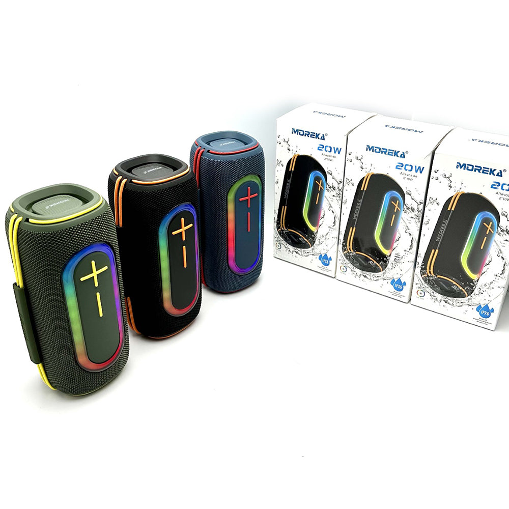Bocina Moreka 411 20W, Bluetooth, TF Card, Radio FM, USB Contra Agua IPX6