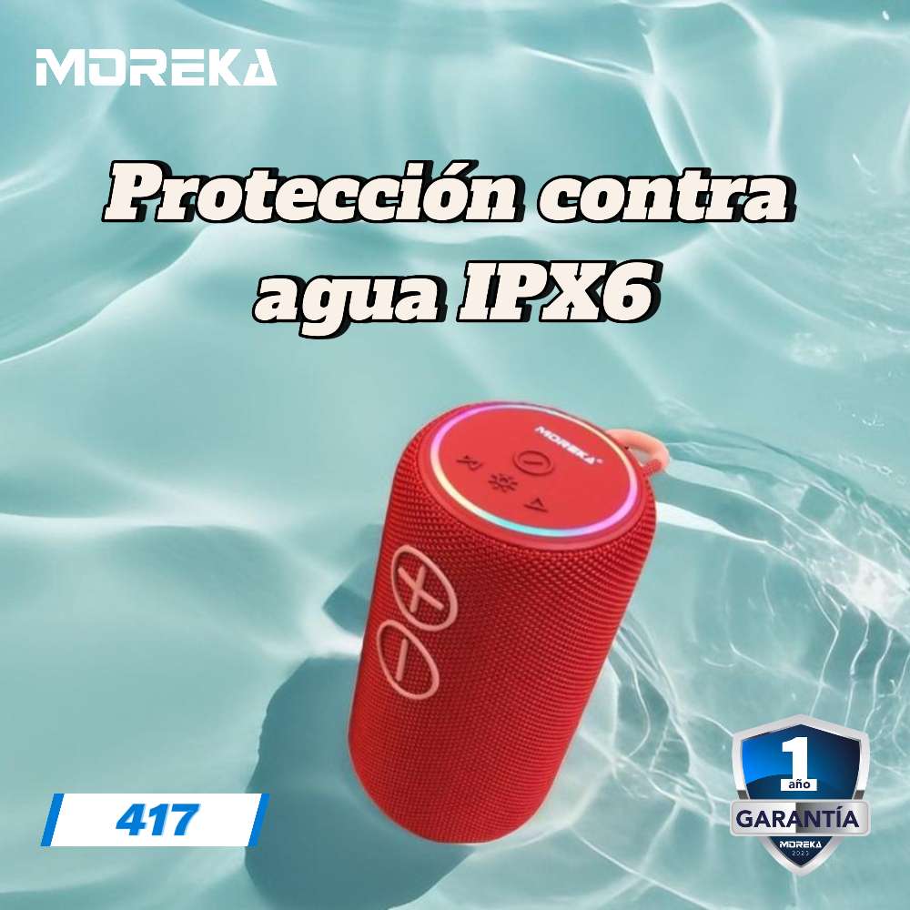 Bocina Moreka 417 16W 2000mAh Bluetooth, TF Card, Radio FM, USB Contra Agua IPX6