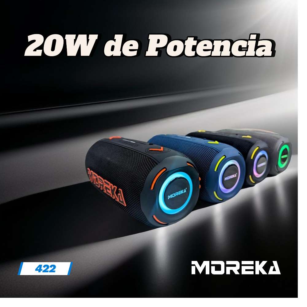 Bocina Moreka 422 20W 3600mAh 5-6 hrs de bateria Bluetooth, Contra Agua IPX6