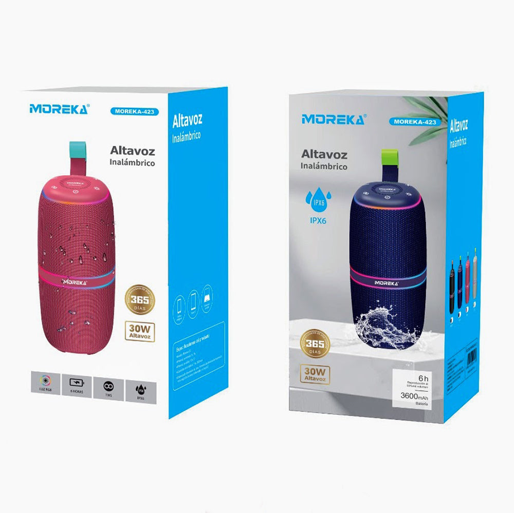 Bocina Moreka 423 30W 3600mAh 5-7 hrs de bateria Bluetooth, Contra Agua IPX6