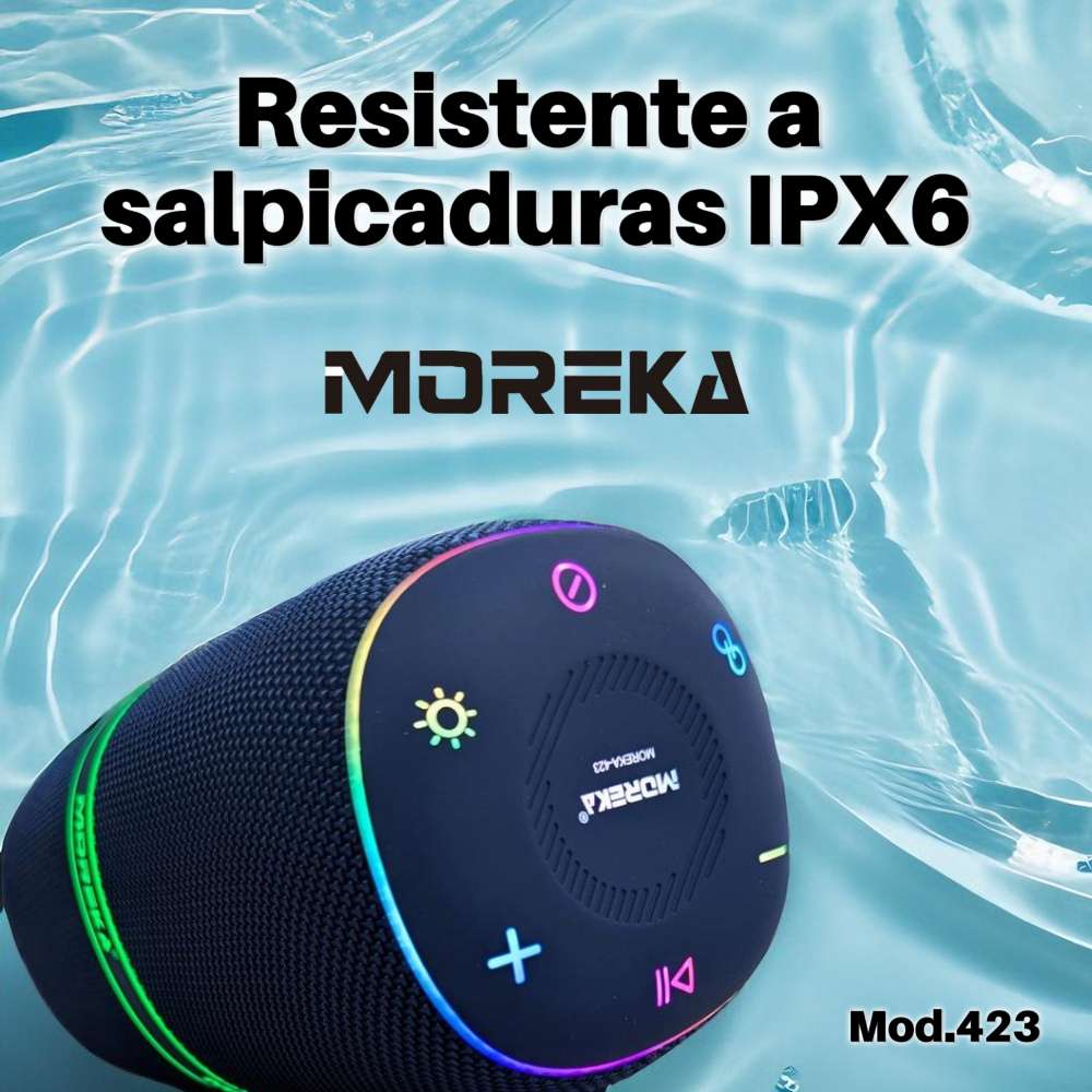 Bocina Moreka 423 30W 3600mAh 5-7 hrs de bateria Bluetooth, Contra Agua IPX6