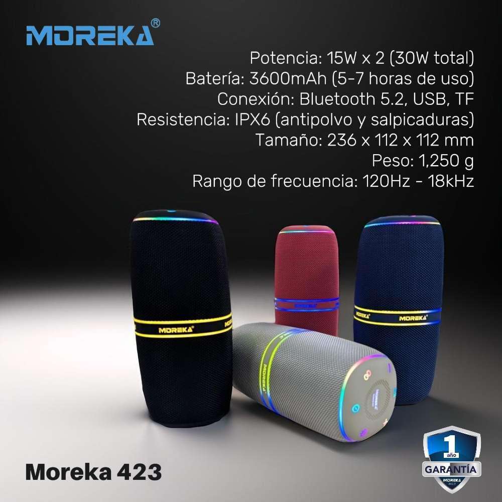 Bocina Moreka 423 30W 3600mAh 5-7 hrs de bateria Bluetooth, Contra Agua IPX6