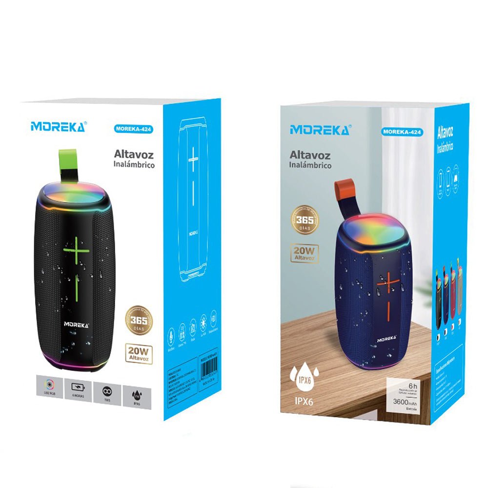 Bocina Moreka 424 20W 3600mAh 5-7 hrs de bateria Bluetooth, Contra Agua IPX6