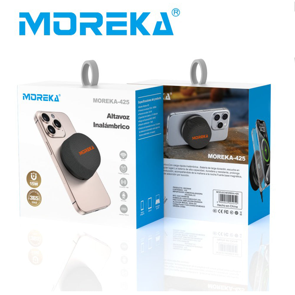 Bocina Moreka 425 6W 600mAh 6-8 hrs de bateria Bluetooth Magnetica MagSafe IPX6