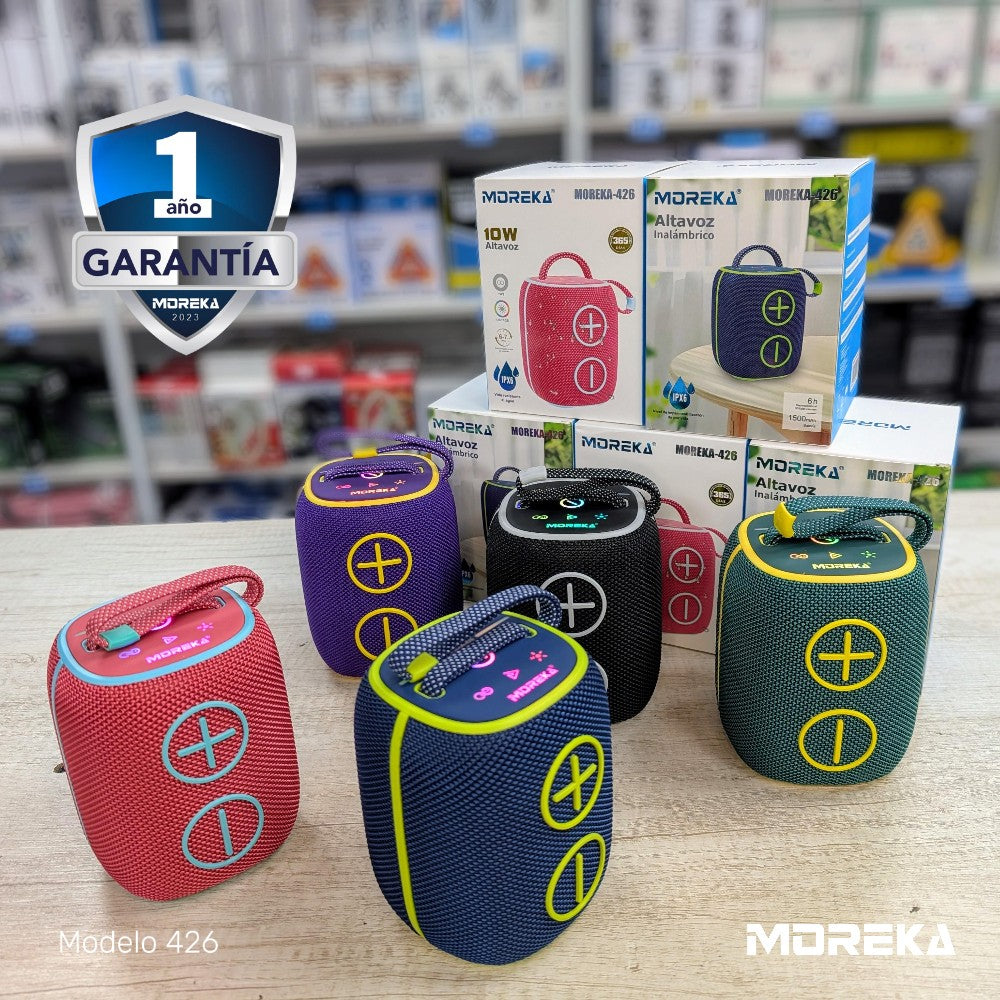 Bocina Bluetooth Moreka 426 10W 2400mAh TF Card Radio FM Resistente al agua IPX6
