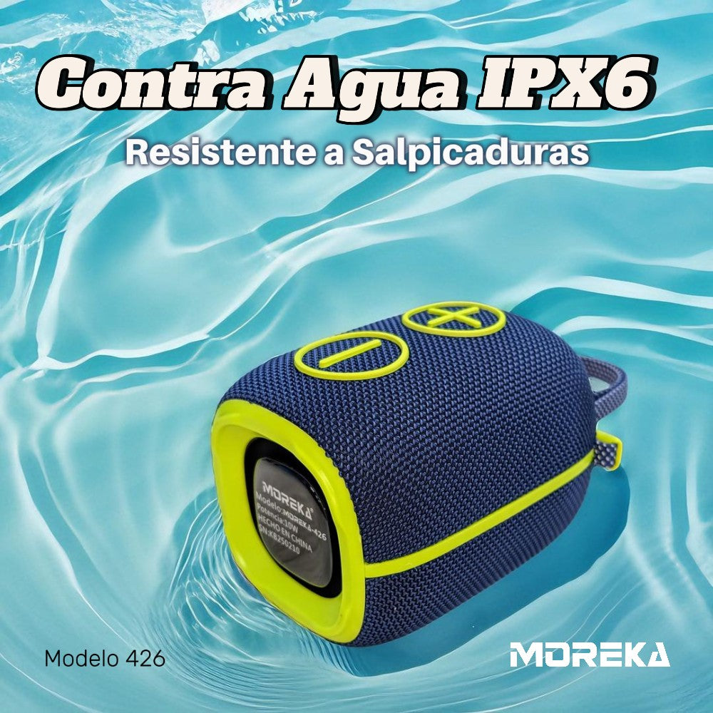 Bocina Bluetooth Moreka 426 10W 2400mAh TF Card Radio FM Resistente al agua IPX6