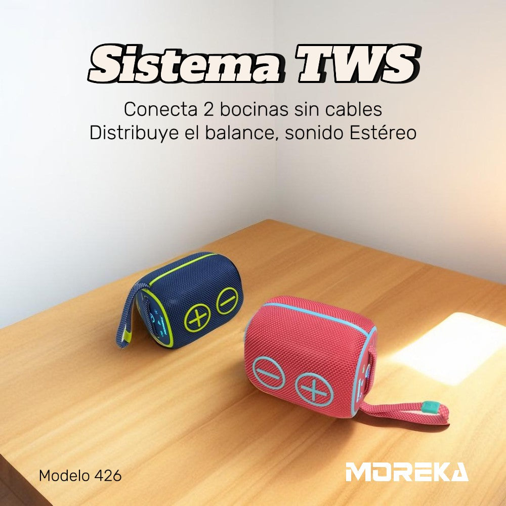 Bocina Bluetooth Moreka 426 10W 2400mAh TF Card Radio FM Resistente al agua IPX6
