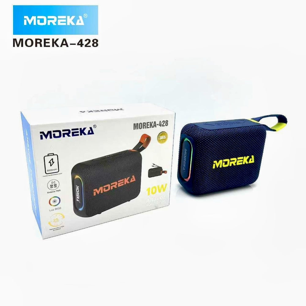 Bocina Power Bank Moreka 428 10W 5000mAh cables tipo IP y C hasta 25 Horas