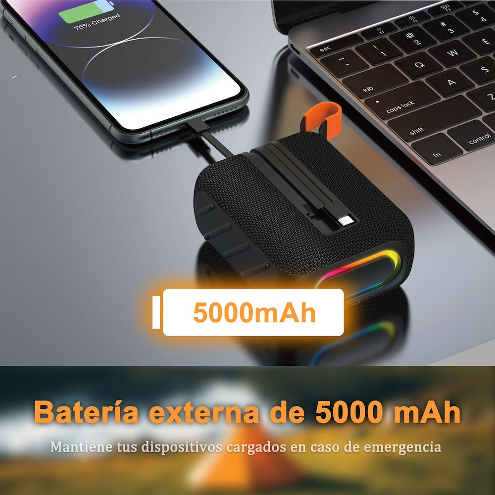 Bocina Power Bank Moreka 428 10W 5000mAh cables tipo IP y C hasta 25 Horas