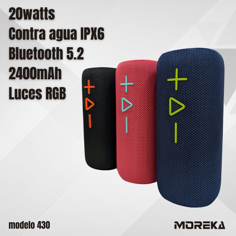 Bocina Moreka 430 20W 2400mAh 4-5 hrs de bateria Bluetooth IPX6