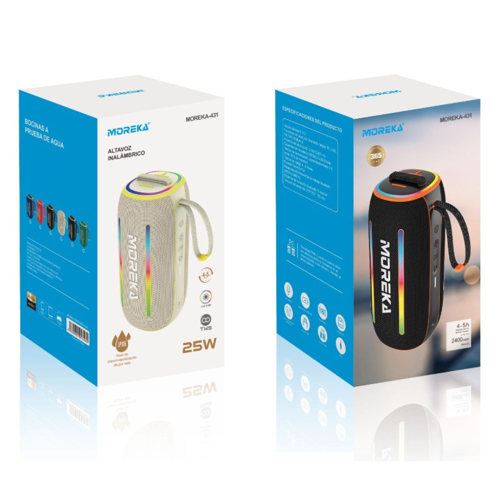 Bocina Moreka 431 25W 2400mAh 4-5 hrs de bateria Bluetooth IPX6