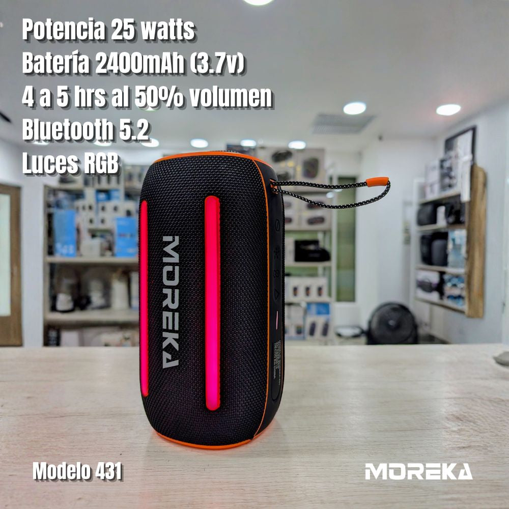 Bocina Moreka 431 25W 2400mAh 4-5 hrs de bateria Bluetooth IPX6