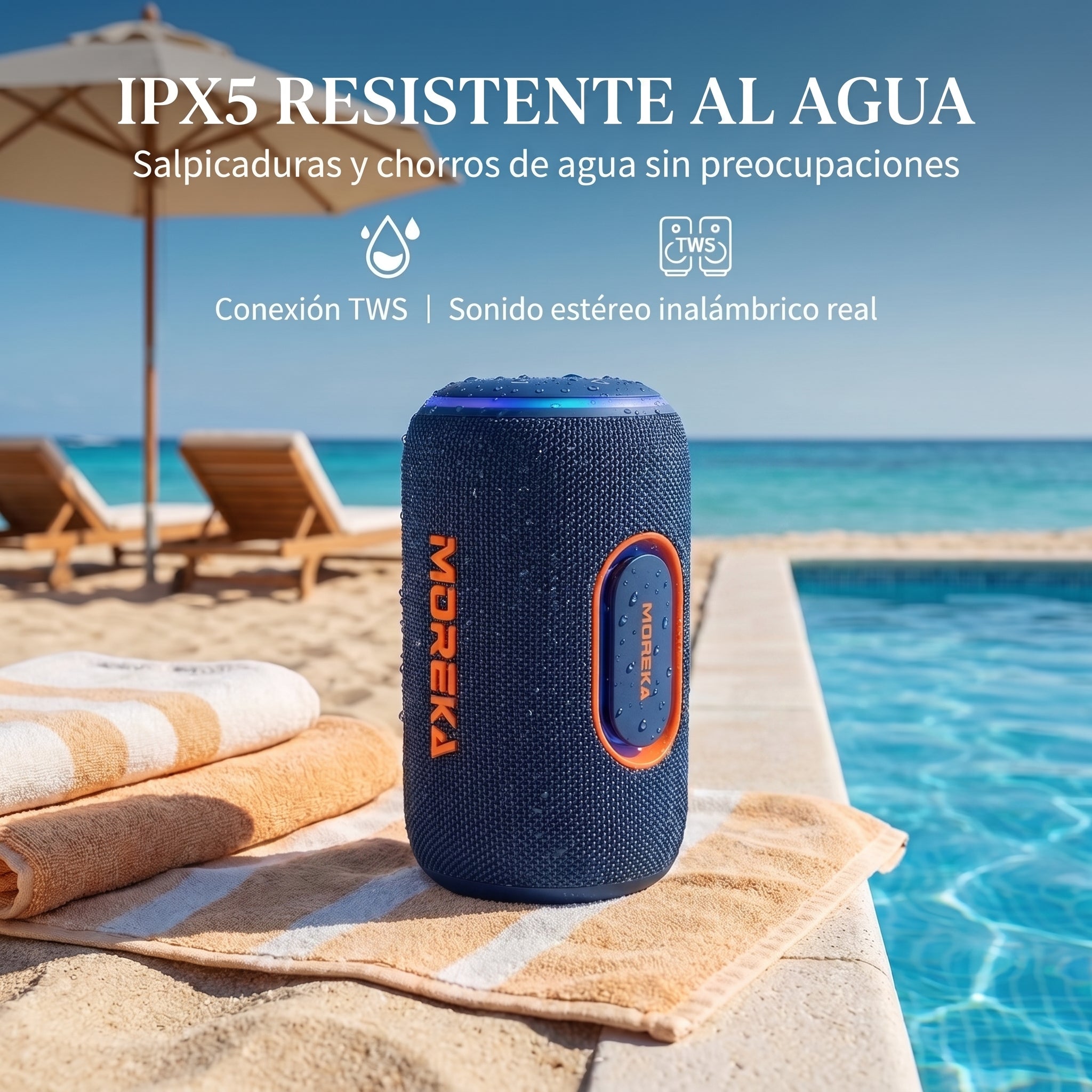 Bocina Inalámbrica Portátil Moreka-445 IPX5 25W Bluetooth 5.4