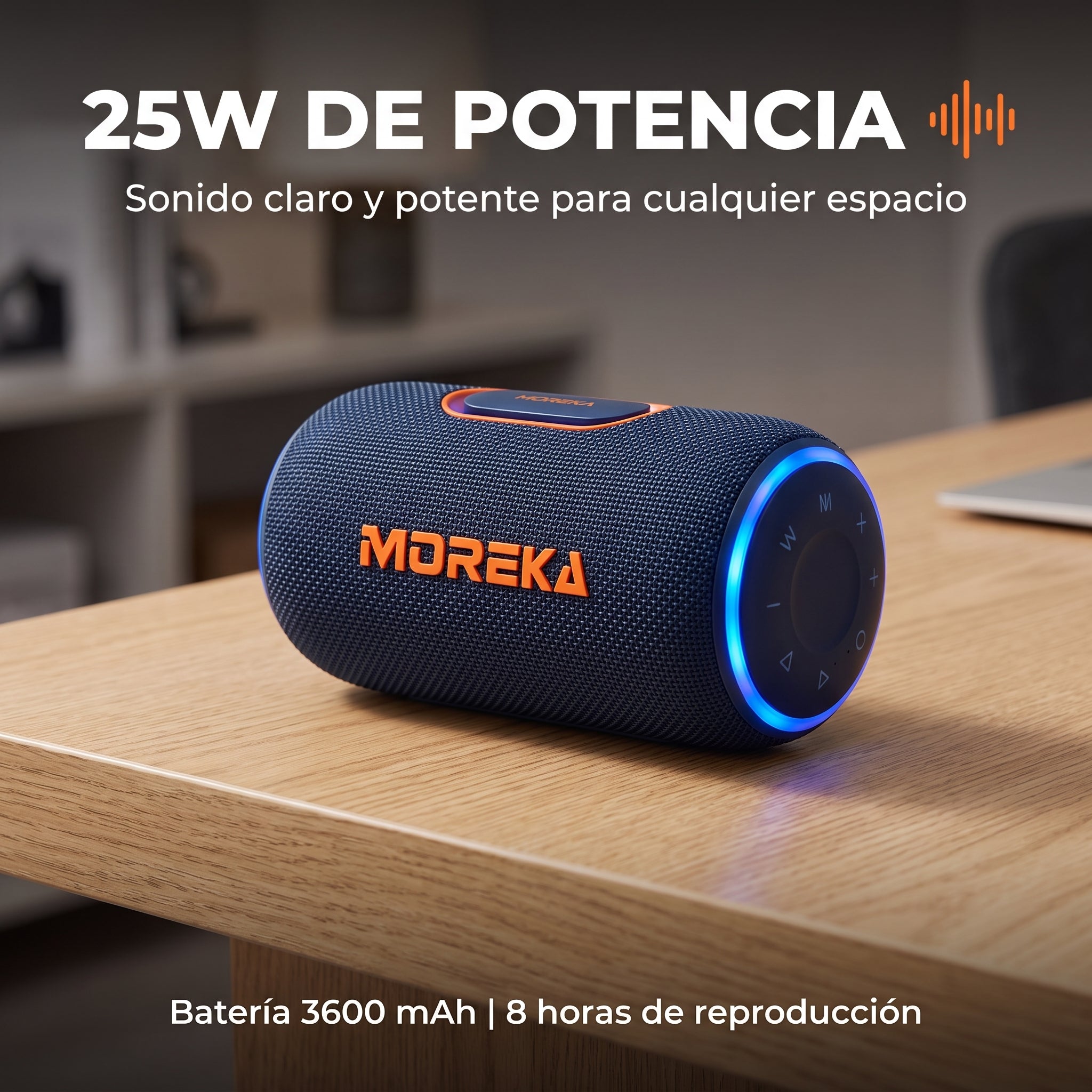 Bocina Inalámbrica Portátil Moreka-445 IPX5 25W Bluetooth 5.4