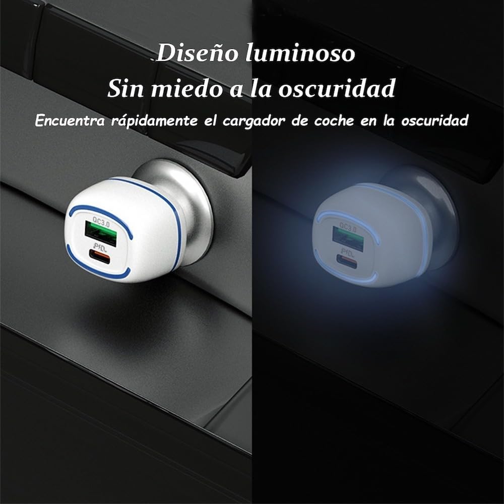 Turbo Cargador De Carro 45W Moreka CP009 PlugIn puertos USB y C