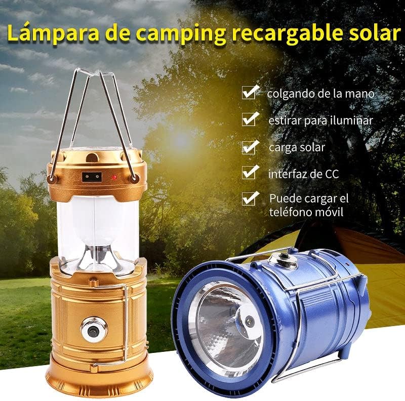 Farol Led Camping Recargable Solar Lampara Linterna 2 En 1