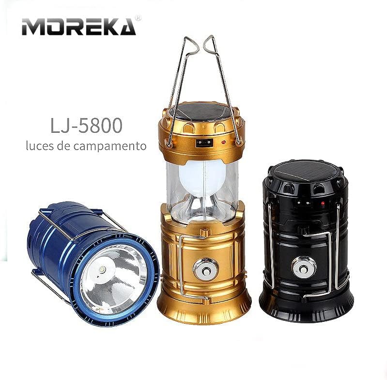 Lámpara Solar Para Camping Moreka LJ5800 Usb, Power Bank Básic
