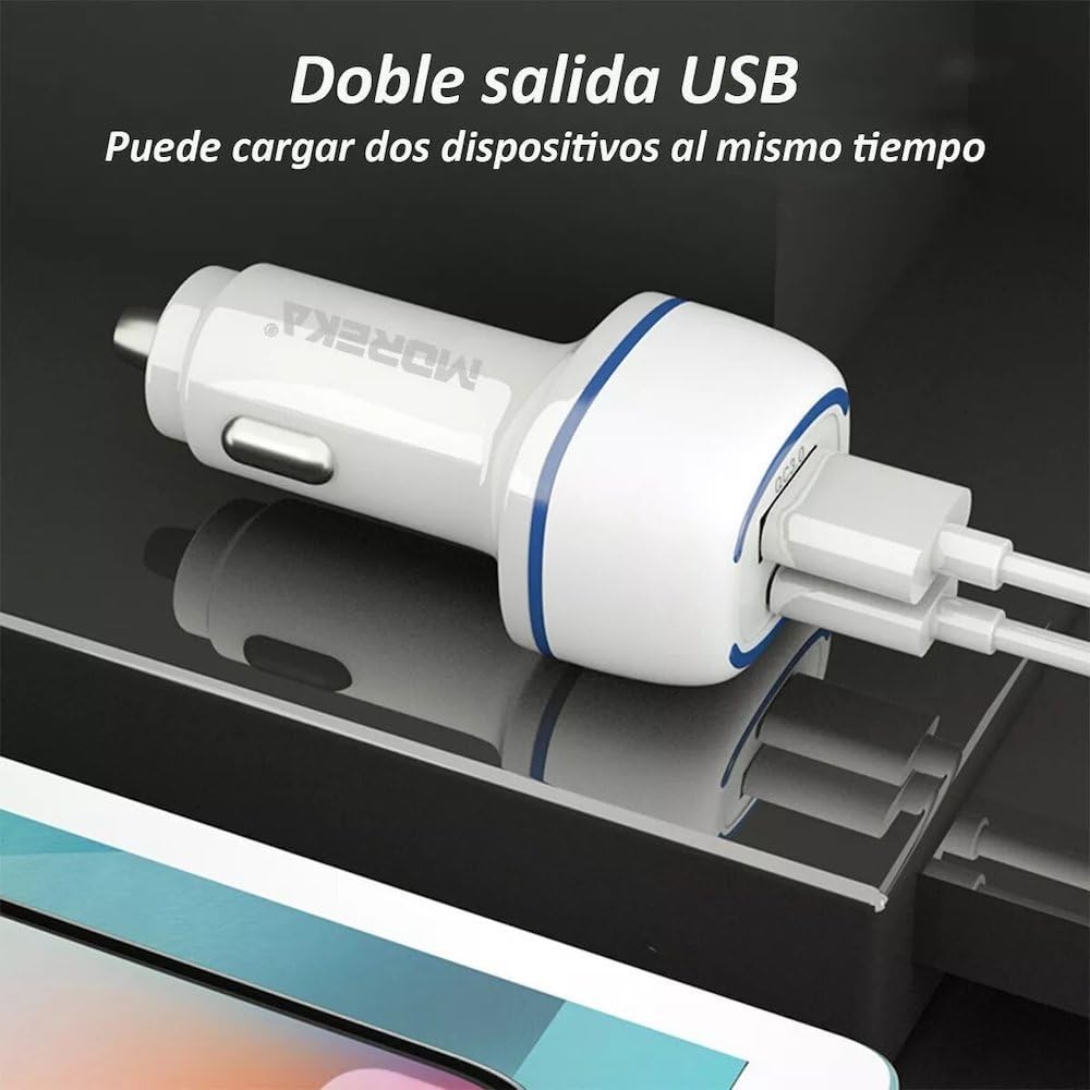 Turbo Cargador De Carro 45W Moreka CP009 PlugIn puertos USB y C