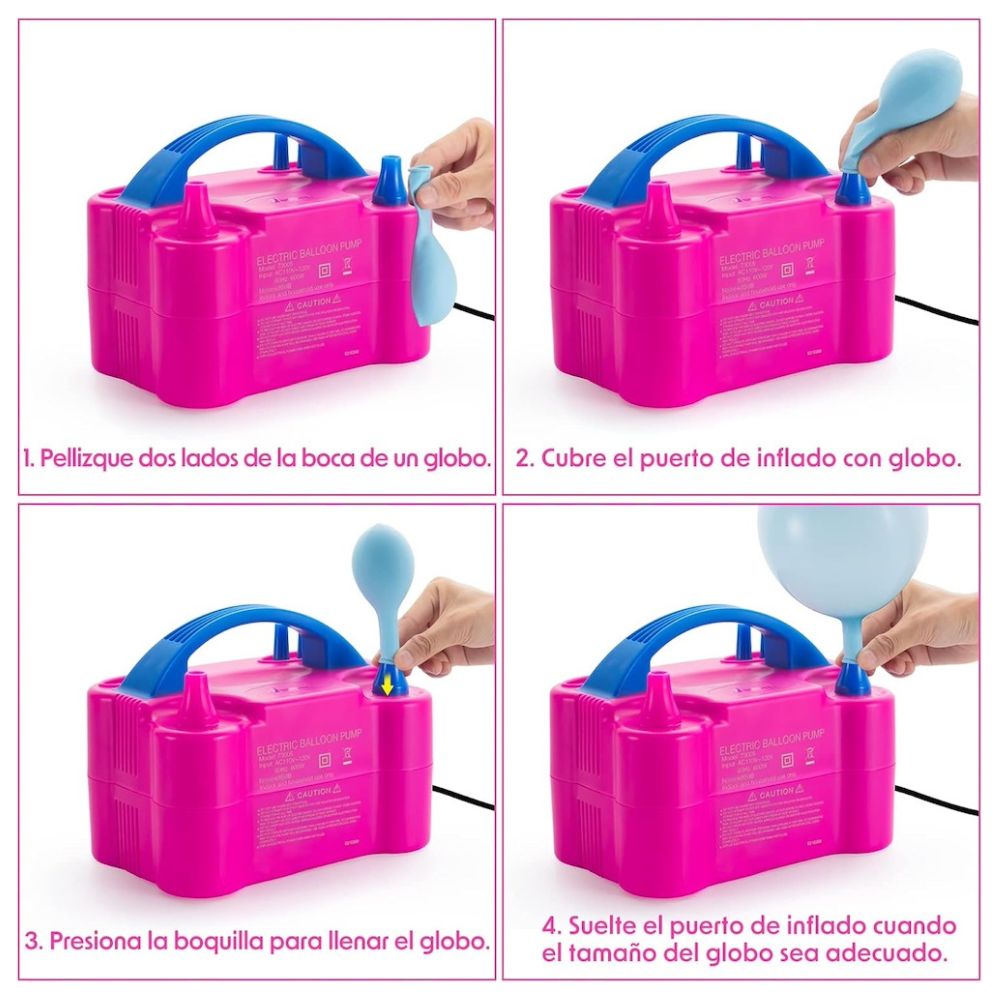 Bomba de Globos Eléctrica Portátil Inflador de Globos de Doble Boquilla 73005