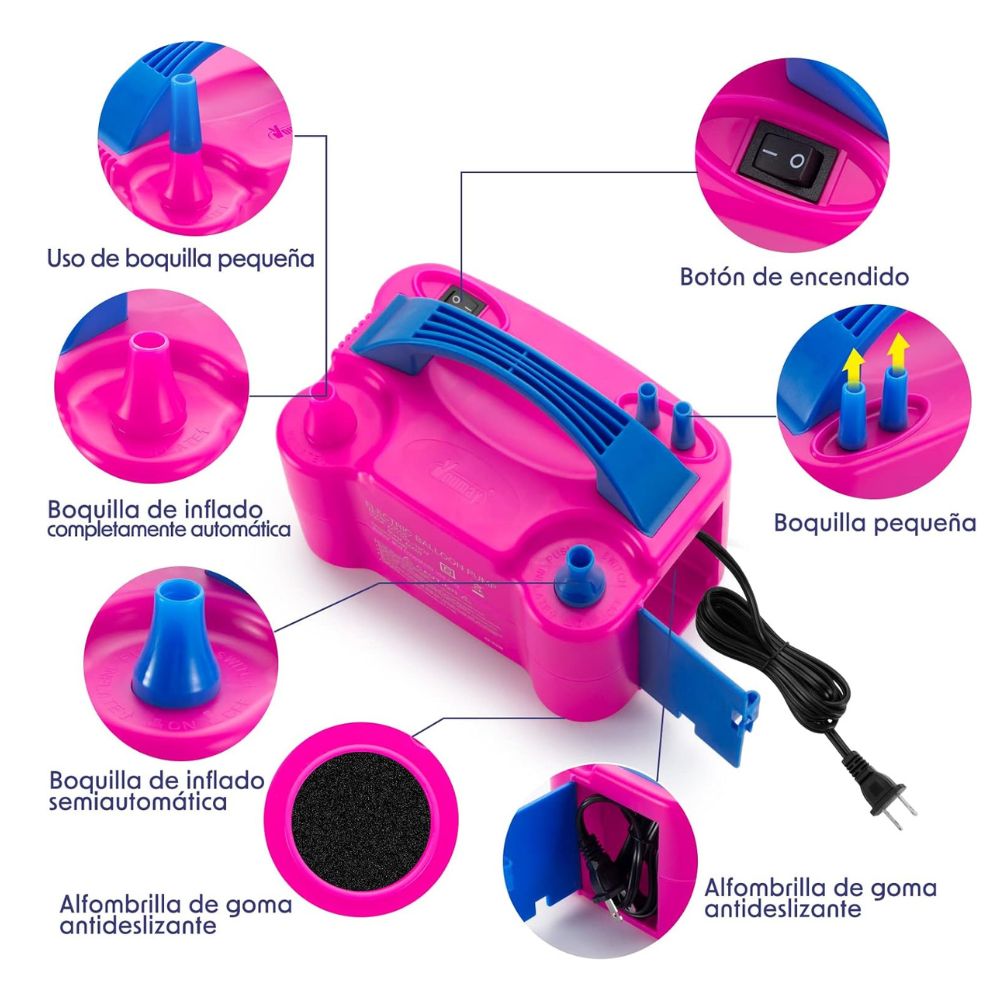 Bomba de Globos Eléctrica Portátil Inflador de Globos de Doble Boquilla 73005