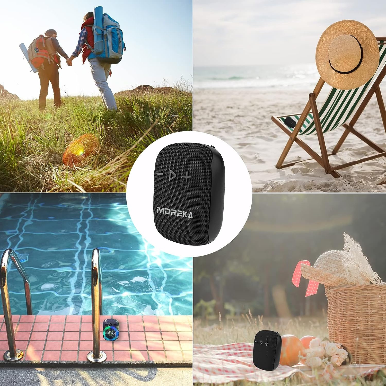 Bocina Moto Bluetooth Moreka W3S TF Card Radio FM Resistente al agua